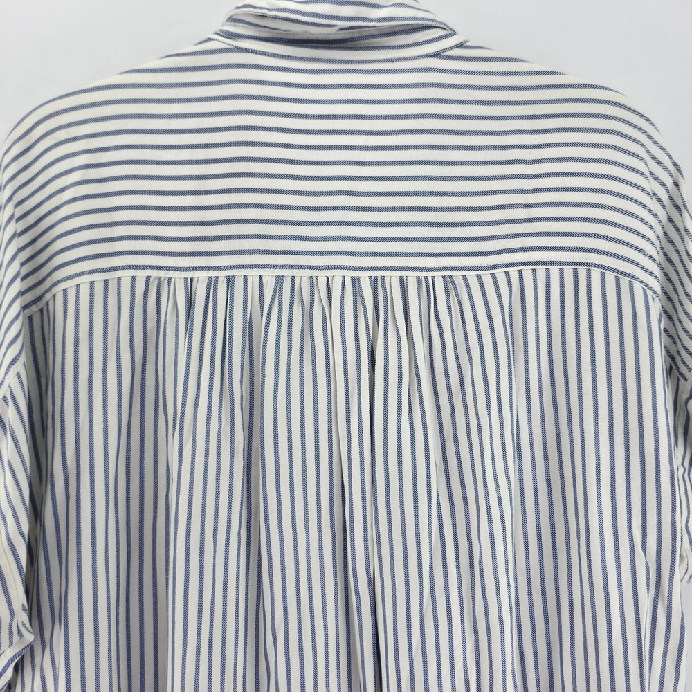 Madewell Central Shirt Women Medium Blue White Striped Dolman Sleeve Button Up - Picture 12 of 13